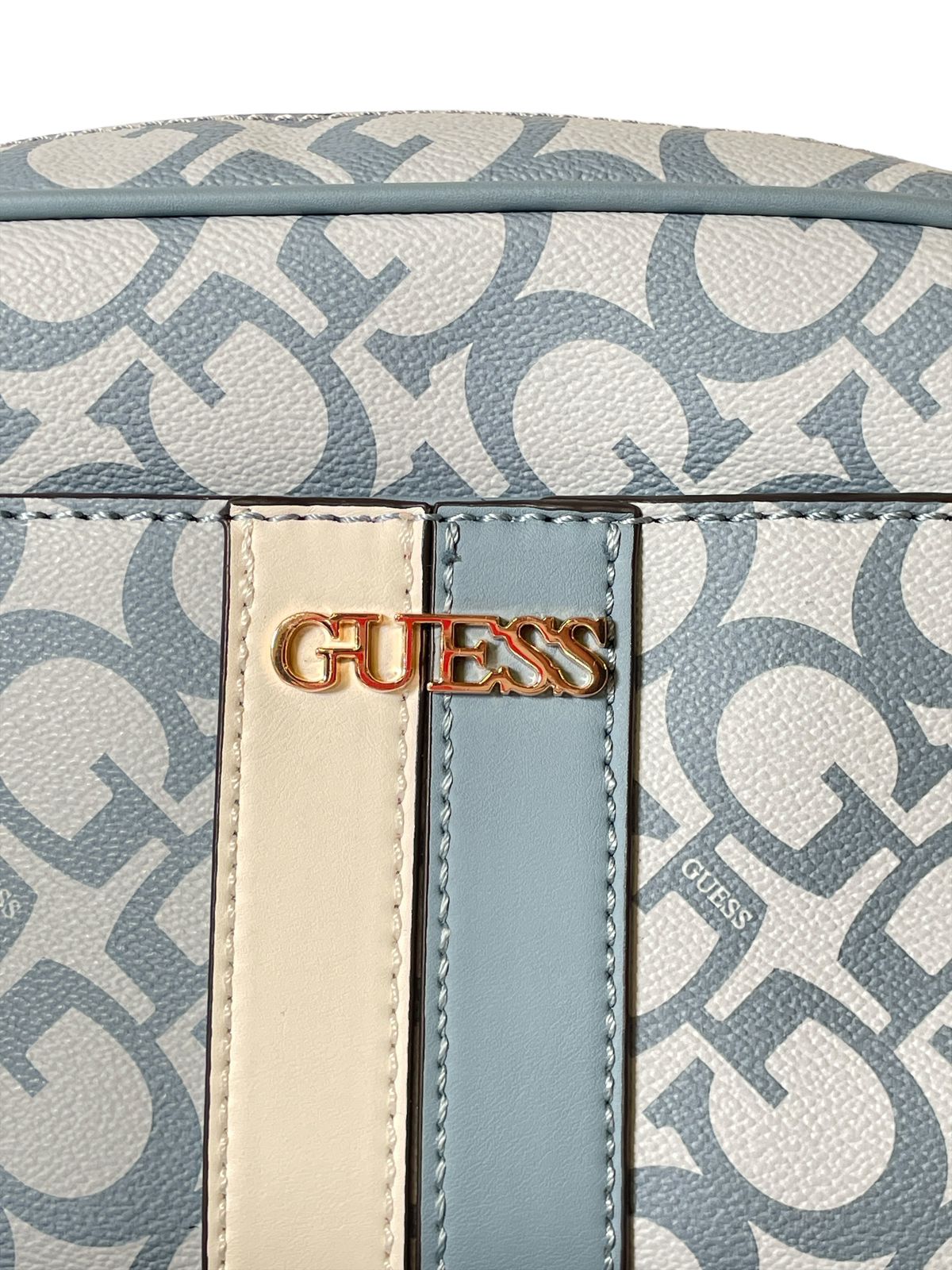 Bolsa GUESS Azul Estilo Camera Bag con Correa de Cadena.