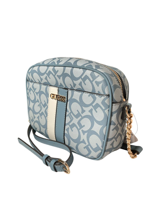Bolsa GUESS Azul Estilo Camera Bag con Correa de Cadena.